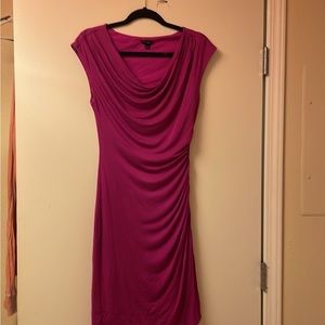 Ann Taylor Y2K Fushia stretch dress w/ gentle ruching Small